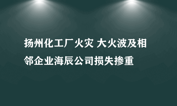 扬州化工厂火灾 大火波及相邻企业海辰公司损失掺重