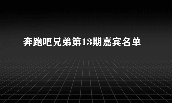 奔跑吧兄弟第13期嘉宾名单