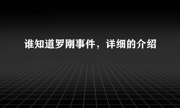 谁知道罗刚事件，详细的介绍