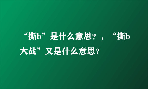 “撕b”是什么意思？，“撕b大战”又是什么意思？