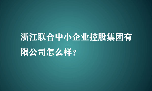 浙江联合中小企业控股集团有限公司怎么样？