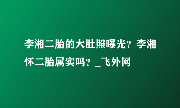 李湘二胎的大肚照曝光？李湘怀二胎属实吗？_飞外网