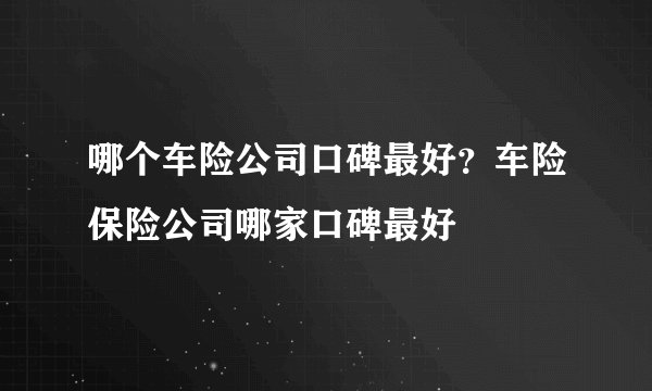 哪个车险公司口碑最好？车险保险公司哪家口碑最好