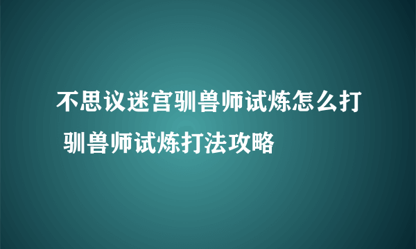 不思议迷宫驯兽师试炼怎么打 驯兽师试炼打法攻略