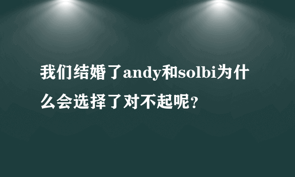 我们结婚了andy和solbi为什么会选择了对不起呢？