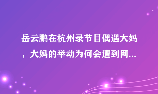 岳云鹏在杭州录节目偶遇大妈，大妈的举动为何会遭到网友的调侃？