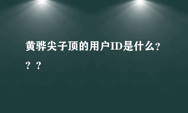 黄骅尖子顶的用户ID是什么？？？