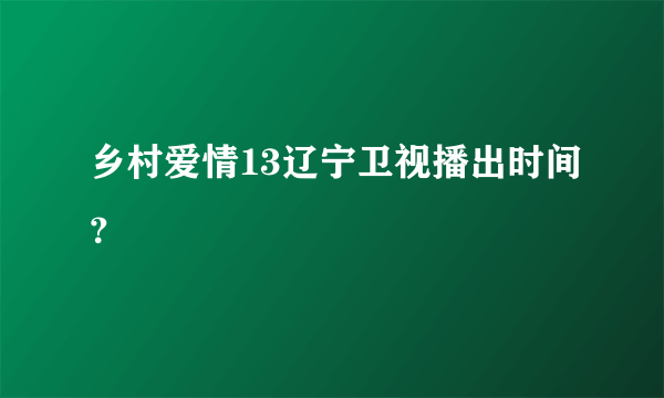 乡村爱情13辽宁卫视播出时间？