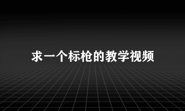 求一个标枪的教学视频