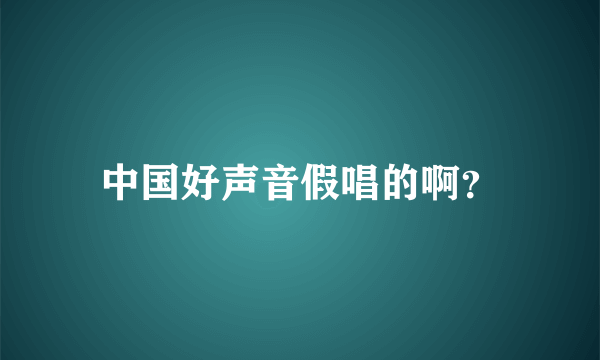 中国好声音假唱的啊？