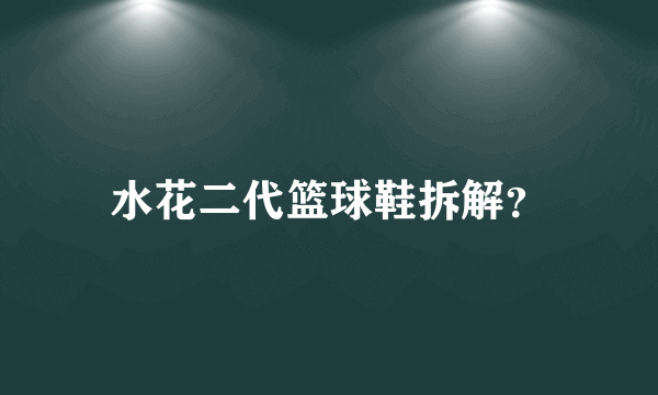 水花二代篮球鞋拆解？