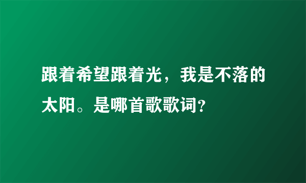 跟着希望跟着光，我是不落的太阳。是哪首歌歌词？