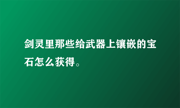 剑灵里那些给武器上镶嵌的宝石怎么获得。