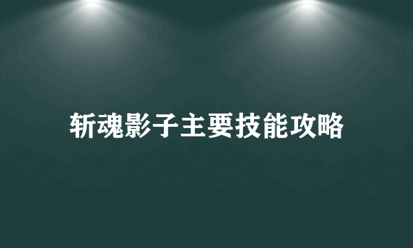 斩魂影子主要技能攻略