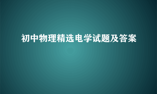 初中物理精选电学试题及答案