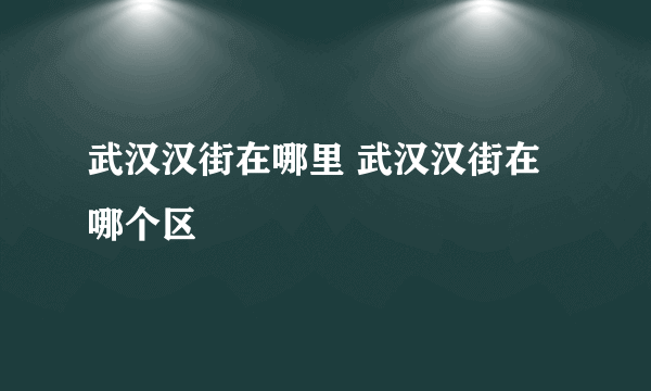 武汉汉街在哪里 武汉汉街在哪个区