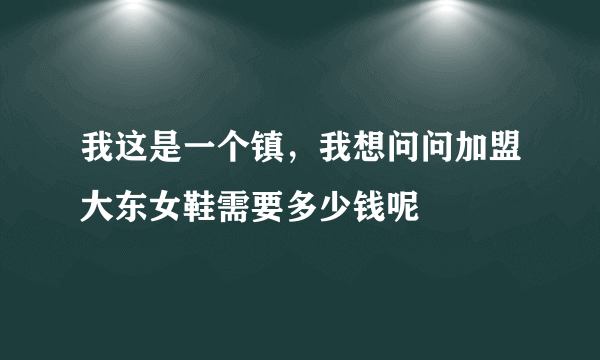 我这是一个镇，我想问问加盟大东女鞋需要多少钱呢