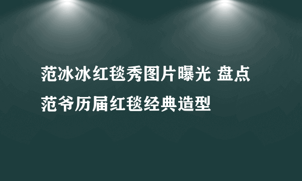 范冰冰红毯秀图片曝光 盘点范爷历届红毯经典造型