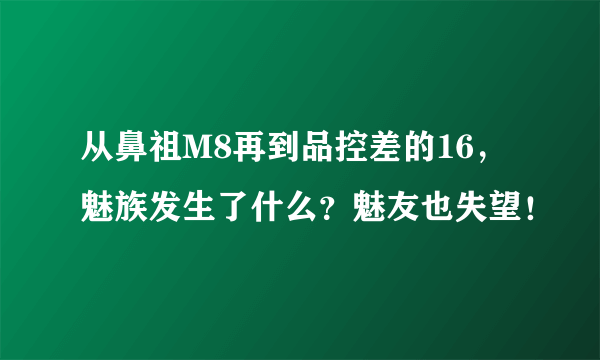 从鼻祖M8再到品控差的16，魅族发生了什么？魅友也失望！