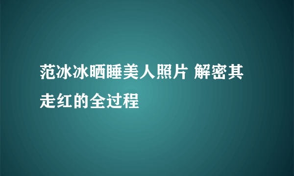 范冰冰晒睡美人照片 解密其走红的全过程