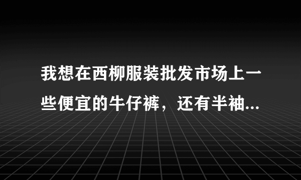 我想在西柳服装批发市场上一些便宜的牛仔裤，还有半袖、大裤衩，价格在5～10元的。请问现在好上吗？谁...