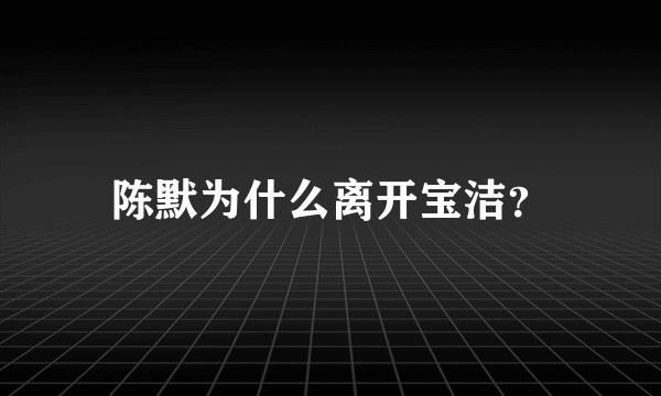 陈默为什么离开宝洁？