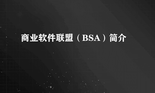 商业软件联盟（BSA）简介