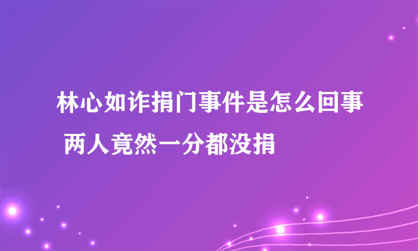 林心如诈捐门事件是怎么回事 两人竟然一分都没捐