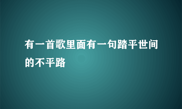 有一首歌里面有一句踏平世间的不平路