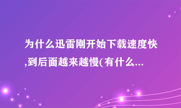 为什么迅雷刚开始下载速度快,到后面越来越慢(有什么解决方案=皿=)