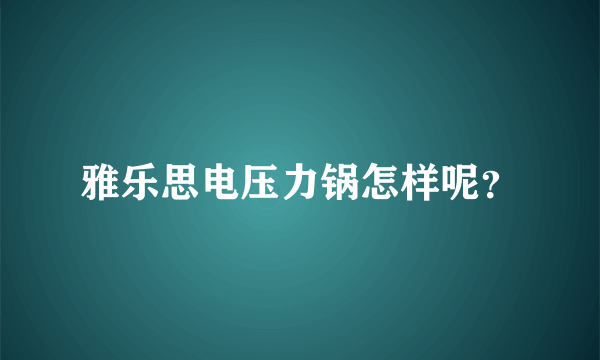 雅乐思电压力锅怎样呢？