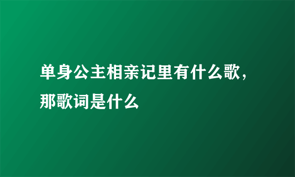 单身公主相亲记里有什么歌，那歌词是什么