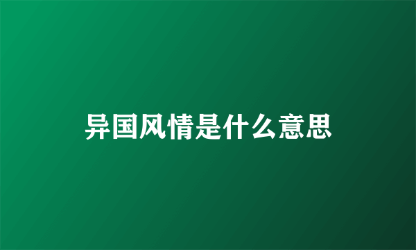 异国风情是什么意思