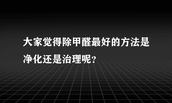 大家觉得除甲醛最好的方法是净化还是治理呢？