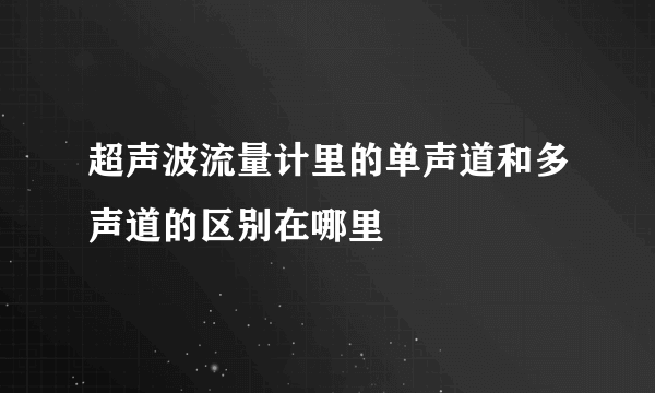 超声波流量计里的单声道和多声道的区别在哪里