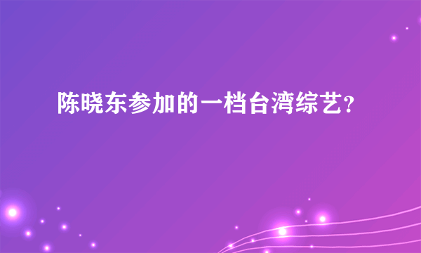 陈晓东参加的一档台湾综艺？