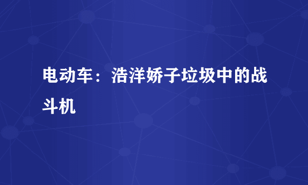 电动车：浩洋娇子垃圾中的战斗机