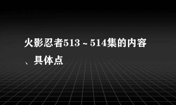 火影忍者513～514集的内容、具体点