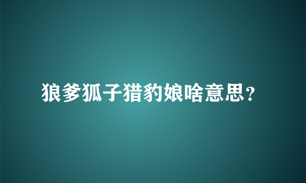 狼爹狐子猎豹娘啥意思？