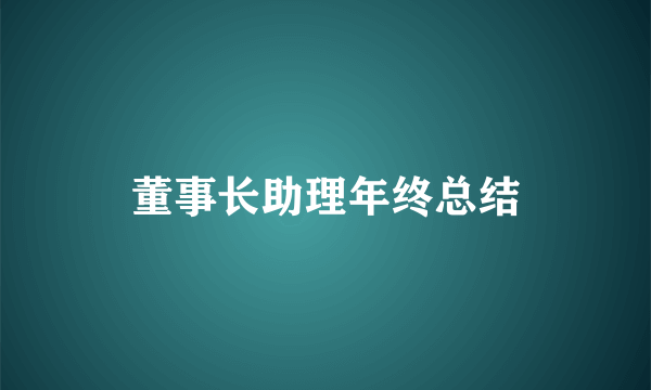 董事长助理年终总结