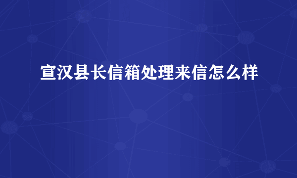 宣汉县长信箱处理来信怎么样