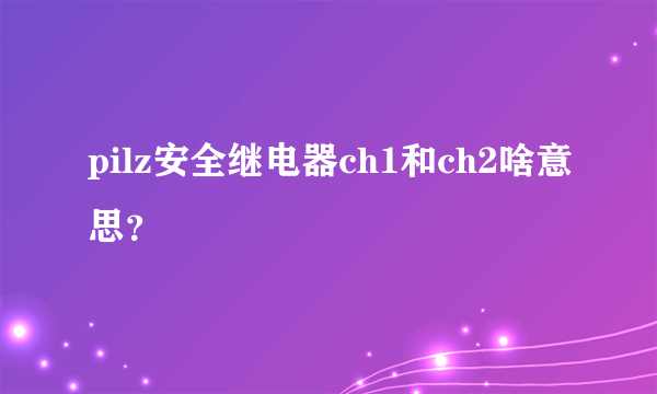 pilz安全继电器ch1和ch2啥意思？