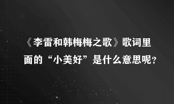 《李雷和韩梅梅之歌》歌词里面的“小美好”是什么意思呢？