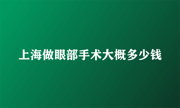 上海做眼部手术大概多少钱