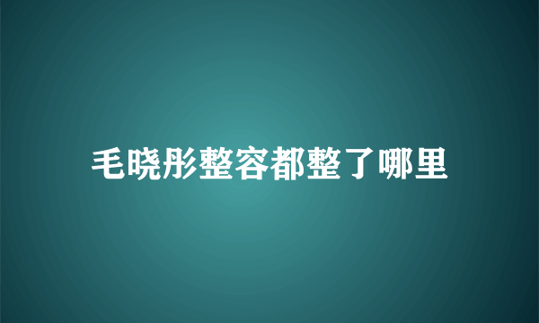 毛晓彤整容都整了哪里