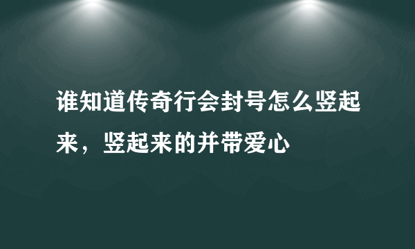 谁知道传奇行会封号怎么竖起来，竖起来的并带爱心