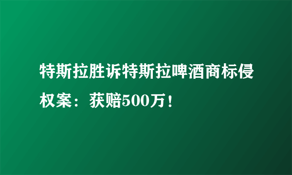 特斯拉胜诉特斯拉啤酒商标侵权案：获赔500万！