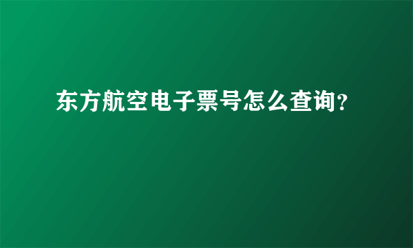 东方航空电子票号怎么查询？