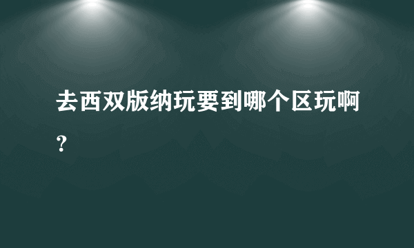 去西双版纳玩要到哪个区玩啊？