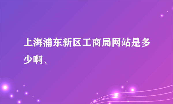 上海浦东新区工商局网站是多少啊、